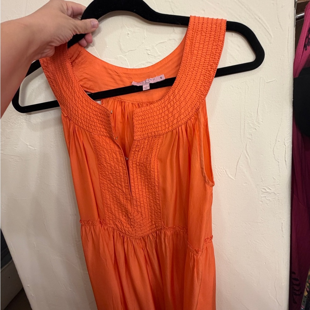 Calypso St. Barth Orange Tiered Maxi Dress - Picture 3 of 5